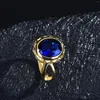 Wedding Rings Simple Blue Gem Creates Gold Plated Finger Ring Charm Female Jewelry Fashion Elegant Bride Engagement