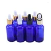 Bouteilles de stockage compte-gouttes en verre bleu Cobalt promotionnel de 30 ml avec Pipettes pour huiles essentielles produits chimiques de laboratoire conteneur cosmétique vide