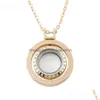 Pendentif Colliers Cristal Rotatif Médaillon Collier Rond Avec Des Chaînes Pour Les Femmes Diy Bijoux De Mode Will Et Sandy Drop Delivery Pend Dhiqm