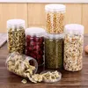 New Kitchen Round Plastic Cookie Jar With Cap Food Candy Spices Transparent Container Refrigerator Multigrain Storage Tank Boxes