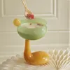 Tumblers Creative Colored Glass Goblet Ice Cream Bowl Cup Cold Drink Fruit Tea Dessert Dekorativ 230615
