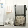 Tvättpåsar Korg Lätt att bära fällbar arrangör Fint mesh Portable Badrumsvikning Dirty Clothes Hamper Daglig användning