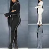 Damen Zweiteilige Hose Damenmode Sexy 2-teiliges Set Anzüge Persönlichkeit Unregelmäßige helle Linie One Sleeve Design Sport Slim Hose