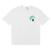 メンズTシャツトップクラフトマンシップRhudes夏のファッションデザイナー夏の新しいアメリカンハイストリートブランドRhude Blue Sunset Classic Quality Double Yarn Pure Cotton