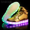 Baskets Enfants Led USB Charge Chaussures Glowing Enfants Crochet Boucle Lumineux pour Filles Garçons Planche À Roulettes Haut Top Running Sports 230615