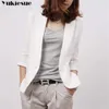 Ternos femininos Blazers de algodão e linho Jaqueta primavera verão elegante chique Blazers curtos Blazer feminino branco 230615