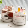 Boîtes de rangement Organisateur de maquillage rotatif à 360 degrés Boîte de cosmétiques anti-poussière semi-circulaire pour les soins de la peau Brosse Étagère Accessoires de salle de bain