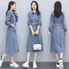 Robes décontractées Denim Dress Femmes Long Paragraphe 2023 Printemps Et Automne Mode Chemise Pour Vestidos Feminino