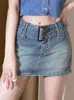 Spódnice Summer Blue Jean spódnica dla kobiet chuda koreańska odzież modowa pikantna dziewczyna pasek midi sexy streetwear y2k ropa de majer