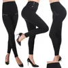 Dames Broek Capri Zwart Hoge Taille Lift Heupen Slanke Vrouwen Elastische Broek Jeans Leggings Skinny Fit Broeken Kleding Zal En Zand Dhol2