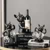 Obiekty dekoracyjne figurki domowe ozdoby psa Ozdoby francuskie buldog kieliszek wina uchwyt na wina stojak na stół dekoracja nordycka żywica rzeźba 230616