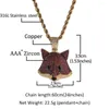 Pendant Necklaces Cute Necklace Pendants Full Red Colored CZ Stones Fashion Animal Bling Hiphop Jewelry For Men Women