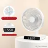 Ventiladores elétricos Home Ventilador de ar de oscilação elétrica com relógio USB recarregável 4000mAh mesa giratória portátil