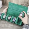 Scatole per orologi Custodie Top 2/3/4 slot watch roll box Orologio da viaggio in pelle Saffiano roll box organizer per gioielli scatola per orologi portatile verde 230616