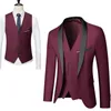 Homens terno de casamento vestido de formatura jaqueta + calça + colete conjunto de terno masculino slim fit smoking masculino blazer personalizado estilo britânico roupas de noivo