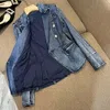 Damenanzüge Blazer 2023 Frühlingsmode Jeansjacke für Frauen Zweireiher Knöpfe Slim Blue Jean Motorrad Biker Reißverschluss Mäntel Mujer 230615