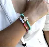 Strand Bohemian Vintage DIY String Beads Bangle For Women Geometric Multi-layer Polymer Clay Acrylic Letter Bracelet Jewelry