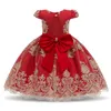 Robes de fille arc rouge bébé fille vêtements fleur princesse robes de soirée imprimer anniversaire tutu robe de luxe vêtements pour enfants vêtements de noël 230615