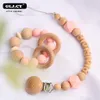 Baby Massaggiagengive Giocattoli Baby Ciuccio Catena Personalizza Nome Silicone Bead Faggio Clip Masticabile Porta Massaggiagengive in legno Catena Baby Sonaglio Giocattoli set regali 230615