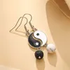 Dangle Earrings Unique Black White Tai Chi Yinyang Stone Couples Women Men Personalized Matching Puzzle Diagrams Pendant Gifts
