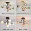 Chandeliers Modern LED Pendant Lamp Glass Ball Luster E27 Bulb Black Ceiling Is Applicable To Living Room And Bedroom Lighting