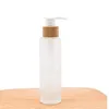 50ml 100ml 120ml 150ml Flat Shoulder Frosted Glass Spray Pump Bottles with Bamboo Lid for Skin Care Serum Lotion Shampoo Shower Gel Toi Lucg