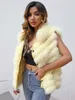 Femmes de Fourrure Faux MISSJANEFUR Réversible Réel Gilet Femmes Court De Mode De Luxe Naturel Double Côtés Femme Manteau D'hiver 230616