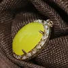 Hänge halsband ankomst gul faux bivax högkvalitativ oval droppe för kedja halsband guldfärg smycken som gör 27 37mm B1845