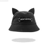 Beanieskull Offss Caps Mode Mignon avec des oreilles de chats cuits à la vapeur en forme de pain Streamer Bucket Hat Mens Summer Sunscreen Polyvalent Casual Basin Sun CartoonS8TX UJ0