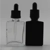 400 teile/los 30 ml Leere Frost Schwarze Quadratische Glasflaschen Mit Schwarzer Tropfkappe 1 unze Glas Tropfbehälter Ikove