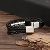 Charm Bracelets Men Versatile Stainless Steel Bracelet Multi-layer Hand-woven Leather Magnet Clasp Vintage Gift Wholesale