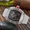 2022 Прозрачные роскошные 6-контактные Quartz Watch Transparent Bezel мужские кварцевые часы мужской дизайнерский запясть