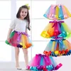 Party Decoration Girls tutu dress candy rainbow color babies skirts with headband kids festival dance dresses Half length princess skirt T9I002347