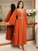 Etniska kläder Marocko Party Dress Women Muslim Abaya Stand Collar Fashion Dubai Abayas Diamond Kaftan Elegant Robe Vestidos Turkiet Gown 230616