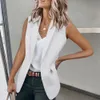 Women's Suits Blazer Vest Solid Color Loose Cardigan Sleeveless Jacket Single Button Wasitcoat Female Formal Suit Coat Commute Clothing 230615