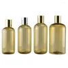 Storage Bottles 250 300 350 500ml PET Plastic Bottle Clear-Gold Skincare Toner Water Liquid Shampoo Shower Gel With Orifice Reducer 10pcs