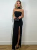 Casual Dresses Women 2023 Elegant Halter Backless High Slit Evening Dress Black Red Summer Sleeveless Bodycon Long Maxi Wedding Party