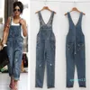 Partihandel kvinnors damer baggy denim jeans i full längd pinafore dungaree övergripande jumpsuit