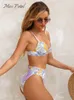 Two-piece Suits Women's Swimwear Underwire Top And High Waist Cheeky Bikini Set For Women Sexy V-neck Two Pieces Swimsuit Beach Swimwear Bathing Suits 230616