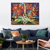 Splendido paesaggio su tela Paris of My Dreams Dipinto a mano Strade urbane Pittura Lobby Decor