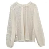 Women's Blouses Vintage French Round Neck Collar Lace Shirt Women's Gentle Age Reducing Long Sleeve Top 2023 Early Spring 2136