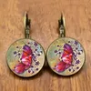 Boucles d'oreilles papillon bohème Vintage dôme de verre rond Dangle femmes bijoux d'été