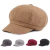 Berets vintage kobiety beret hat zima ciepła czapka solidna kolor newsboy berets anglia retro ośmioboczny kapelusz koreański literacki bolet Z0613