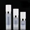 Bouteilles vides 5 ml 10 ml 15 ml Airless Bouteille de lotion pour pompe à vide sans air claire avec emballage cosmétique Silver Line Ghghe