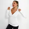 Chemises actives Running Sports Top Femmes Manches Longues Zipper Veste Gym Shirt Fitness Chandail Entraînement Athlétique Séchage Rapide Yoga T-Shirts