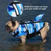 Vêtements pour chiens gilet de sauvetage pour chien gilet col ceinture de sécurité pour animaux de compagnie natation été maillot de bain camouflage requin bleu violet rouge 230616