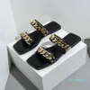 2023-modny metaliczne sandały sandały płaskie kapcie dla kobiet czarne białe beżowe kwadratowe palce slajdy przyczynowe letnie buty na lęki na plażę sandałowy ślub