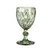 10oz wijnglazen gekleurde glazen beker met steel 300ml vintage patroon reliëf romantische drinkware voor feest bruiloft FY5509 0616