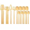 Dinnerware Sets Home Tableware Set 304 Stainless Steel Cutlery Rose Gold Kitchen 16Pcs Matte Forks Spoons Knifes Dinner