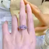 Solitaire Bague Princesse Coeur 10mm Rose Diamant 100 Réel 925 en argent sterling Partie Alliance Bagues pour Femmes Bijoux De Fiançailles De Mariée 230616